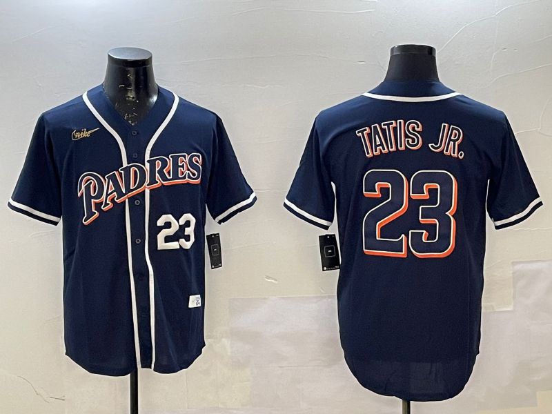 Men San Diego Padres 23 Tatis jr Blue Throwback Game 2025 Nike MLB Jersey style 2